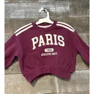 Grayson Mini Paris Sweatshirt NWT – Cropped Pullover, Burgundy (18M)
